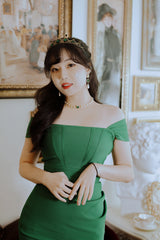 エメラルドスクエアパールチョーカーネックレス / Emerald Square Pearl Choker Necklace