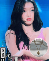  Modern Heart Rhinestone Layered Necklace - Gold Color (VIVIZ Sinb, Oh My Girl YooA, STAYC Seeun Necklace)