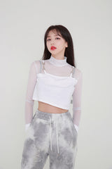 シースルービッグクロップTシャツ/TOP(8218) see-through big crop Tee