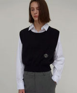 CREW NECK VEST_IVORY