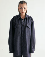 UNISEX DENIM POCKET SHIRT JACKET W - INDIGO BLUE (6636055593078)