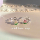 パステルフラワーアクリリックリング (2 colors)