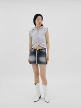 ローライズブラックブルースカート / low rise black blue skirt