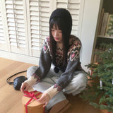 [Wool 10] キャンドルハートノルディックパターンラウンドニット