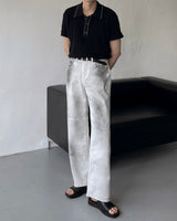 キコスコッチショートスリーブカラーニットウェア / OWN Kiko Scotch Short-Sleeved Collar Knitwear (2 colors)