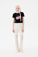 ビッグチェリーホットフィックスポイントクロップTシャツ / BIG CHERRY HOTFIX POINT CROP T-SHIRT [BLACK]