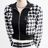 Monet Hound Checked Fur Jacket