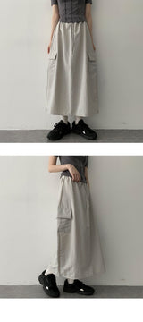 ピークバンディングナイロンロングスカート / Peak banding nylon long skirt