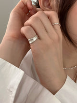 [92.5silver] bold wave baby open ring