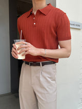 マッスルフィットVネックヘンリーネックショートスリーブニットウェア (4 colors)