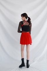 レイヤードロングスリーブメッシュトップ/TOP(6348) Layered Long Sleeve Mesh Tee
