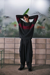 COLOR-LINE 7G KNIT CREW-NECK (Charcoal) / カラーラインニットクルーネック