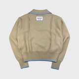 LINE OPEN COLLAR KNIT (BEIGE) (6675326009462)