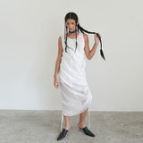 2ウェイシャーリングシアーロングワンピース / 2 WAY SHIRRING SHEER LONG OPS (WHITE)