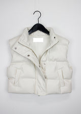 クロップレザーパッデッドベスト/Crop Leather Padded Vest (2color)