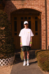 テニスボールクルーネックホワイトユニセックスTシャツ / Tennis ball crew neck white Unisex T-shirt