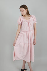 ロマンティックシャーリングロングワンピース / Romantic Shirring Long Onepiece Pink