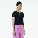ラビットエモジクロップTシャツ/BLACK RABBIT EMOJI CROP T-SHIRT