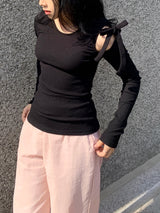 シュガーリボンスリットラウンドTシャツ / Sugar Ribbon Slit Round T-Shirt