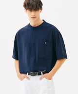 ONE POCKET MINIMAL COLLAR OVERFIT SHIRT (BROWN) (6585515376758)