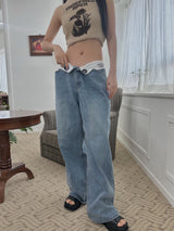 レタリングデニムトラウザーズ /  lettering denim trousers