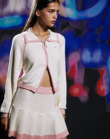 ブークルニットクロップジップアップ/BOUCLE KNIT CROP ZIP UP IVORY