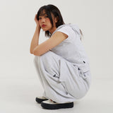 フロントカッティングフードベスト / FRONT CUTTING HOOD VEST WHITE MELANGE