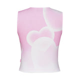 ダブルハートスリーブレスクロップトップ / Double Heart Sleeveless Crop Top _ Pink