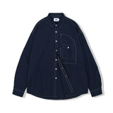 UTILITY CURVED POCKET OXFORD SHIRT NAVY (6621864788086)