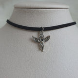 アンティークシルバーエンジェルチョーカーネックレス / Antique Silver Angel Choker Necklace (Street Women Fighter Aiki, Dreamcatcher Sua Choker)