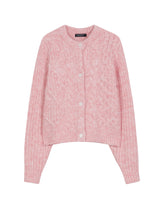 ROUND NECK FISHERMAN CROP CARDIGAN PINK