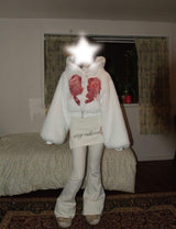 Broken Heart Fluffy Hooded Jacket