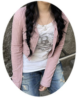 フックリブドクロップドカーディガン / Hook Ribbed Cropped Cardigan