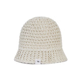Monogram label knit punching summer bucket hat Cream