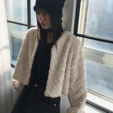 Lilt round no-collar fur jacket