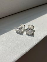 [92.5silver] オーバルキュービックワンタッチピアス