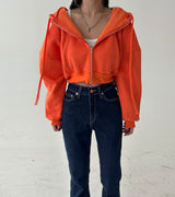 4color cropped napping hood zip-up