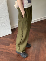 ナイロン ツーウェイ ロング ジョガー ワイドパンツ/Mozzny Nylon Two-Way Long Jogger Wide Pants
