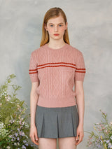 カラーラインツイストニット / Color Line Twisted Knit (Pink)