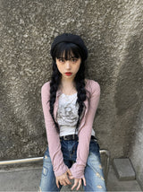 フックリブドクロップドカーディガン / Hook Ribbed Cropped Cardigan