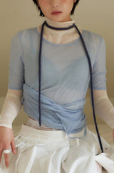 string knit scarf - navy