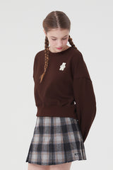 ウィティーバニークロップ丈スウェットシャツ／WITTY BUNNY CROP SWEATSHIRT [BROWN]