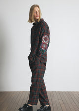 DREAMCATCHER CHECK LOOSE-FIT PANTS (Khaki) (6680169611382)