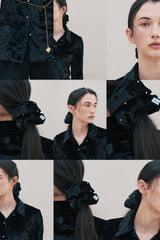 Velvet Dot Scrunchie (Black)