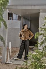 フェイクファーショートコート/FAKE FUR SHORT COAT_BROWN