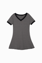 V NECK STRIPE OPS (GRAY)