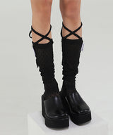 LACE LONG SOCKS(BLACK) (6594387542134)