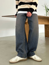 ウェンズデーブラッシュワイドデニムパンツ/WEDNESDAY BRUSH WIDE DENIM PANTS