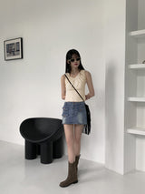 キューぺY2Kハイティーンカーゴポケットミニデニムスカート / Cyupe Y2K High Teen Cargo Pocket Mini Denim Skirt