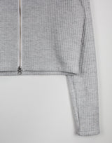 オルモストリブカラークロップジップアップ/Ulmost Rib Collar Crop Zip Up (4color)